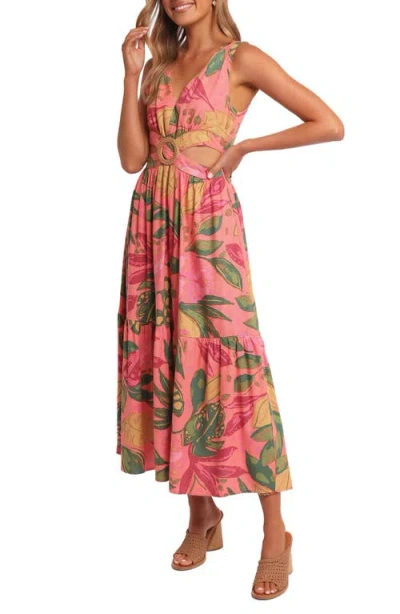 Petal And Pup Petal & Pup Oasis Print Cutout Midi Dress In Multi