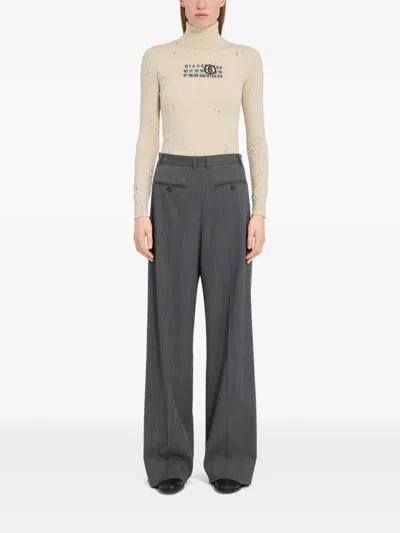 Mm6 Maison Margiela Mm6 By Maison Margiela Cream Virgin Wool Turtleneck Sweater In Gray