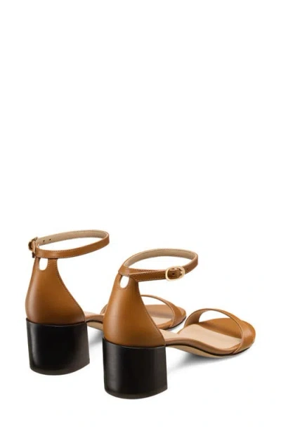 Stuart Weitzman Nudist Leather Ankle-strap Low Sandals In Brown