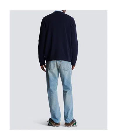 Balmain Eco-cashmere Cardigan In Blue