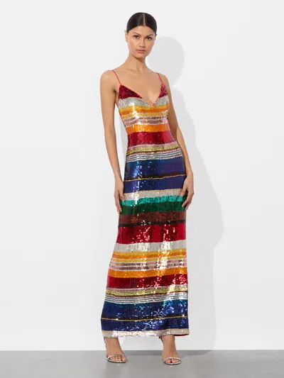 Alice And Olivia Artea Sequin-striped Maxi Dress In Multi