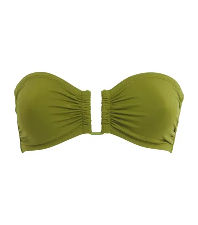 Eres Show Ruched Bandeau Bikini Top In Green