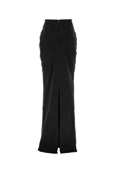 Entire Studios Gonna Channel In Denim Stretch Nero Donna In Black