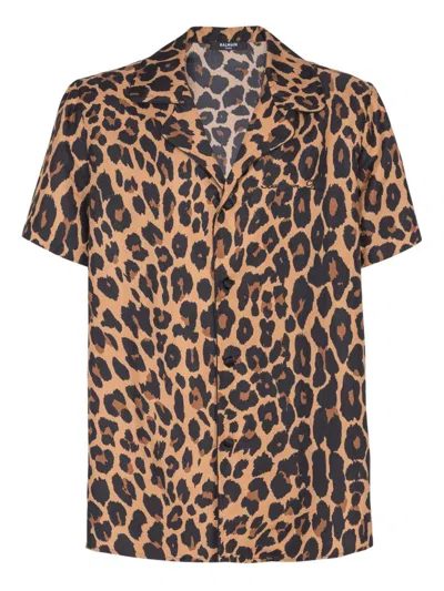 Balmain Animal Print Chest Pocket Shirt In Animal Print