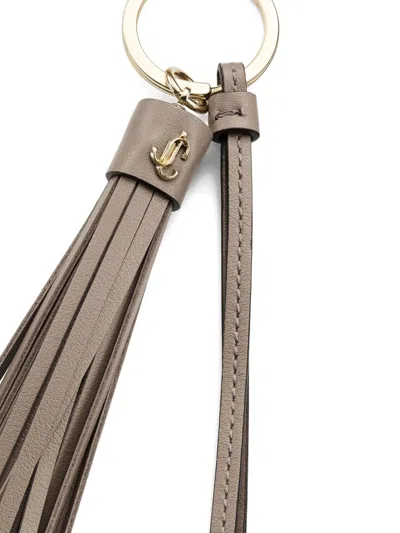 Jimmy Choo Leather Keychain In Gray