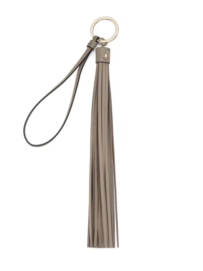 Jimmy Choo Leather Keychain In Gray