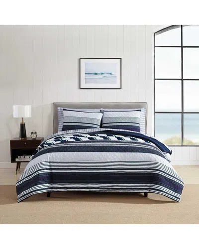 Nautica Lakefront Embossed Printed Comforter Set In Blue