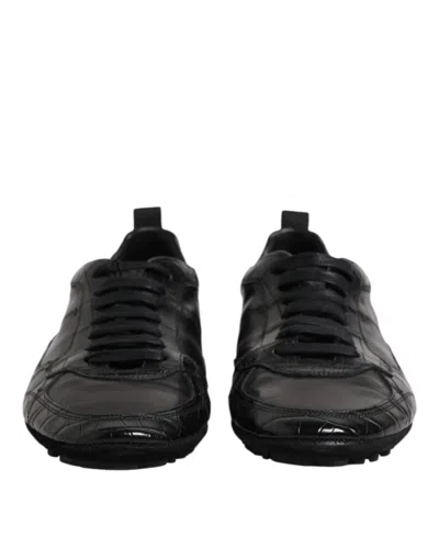 Dolce & Gabbana Black Exotic Leather Low Top Sneakers Shoes In Black