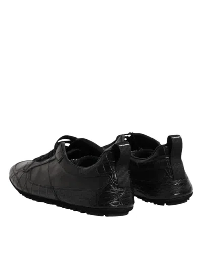 Dolce & Gabbana Black Exotic Leather Low Top Sneakers Shoes In Black