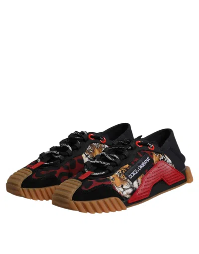 Pre-owned Dolce & Gabbana Black Logo Low Top Ns1 Men Sneakers Men's Shoes