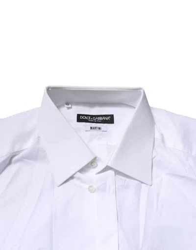 Dolce & Gabbana White Gold Cotton Long Sleeves Men Formal Shirt In White