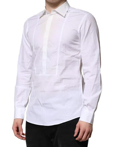 Pre-owned Dolce & Gabbana White Poplin Cotton Formal Men Dress Men's Shirt ()