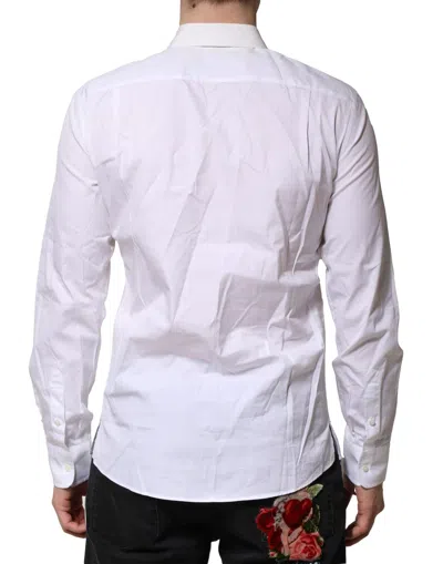 Pre-owned Dolce & Gabbana White Poplin Cotton Formal Men Dress Men's Shirt ()