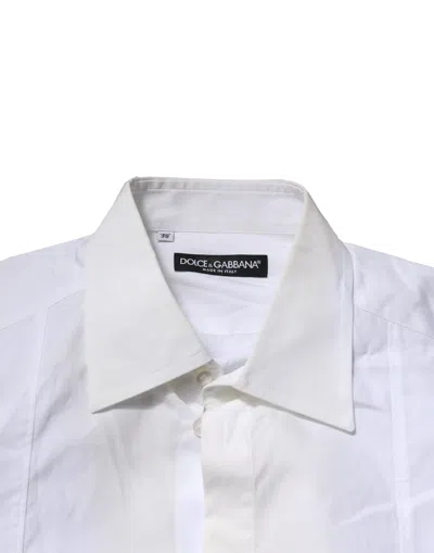 Pre-owned Dolce & Gabbana White Poplin Cotton Formal Men Dress Men's Shirt ()