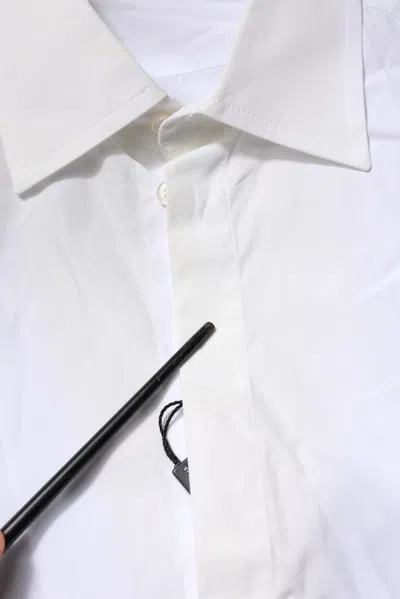 Pre-owned Dolce & Gabbana White Poplin Cotton Formal Men Dress Men's Shirt ()