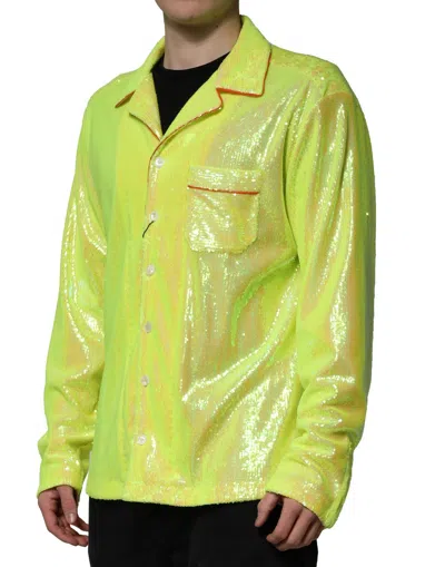 Dolce & Gabbana Yellow Sequin Polyester Lounge Casual Shirt In Green