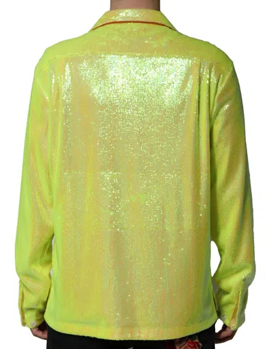 Dolce & Gabbana Yellow Sequin Polyester Lounge Casual Shirt In Green