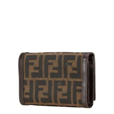 Pre-owned Fendi Brown Canvas Leather Wallet (bi-fold) ()