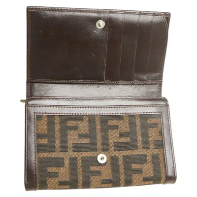 Pre-owned Fendi Brown Canvas Leather Wallet (bi-fold) ()