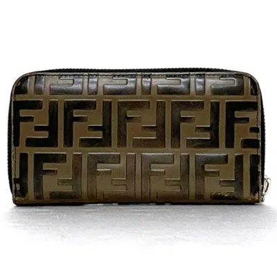 Pre-owned Fendi Brown Leather Long Wallet (bi-fold) ()