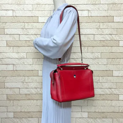 Pre-owned Fendi Dotcom Red Color Leather Shoulder Bag ()