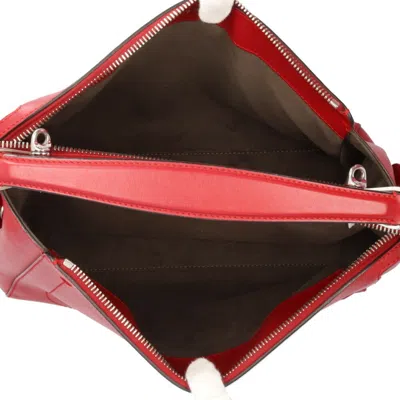 Pre-owned Fendi Dotcom Red Color Leather Shoulder Bag ()