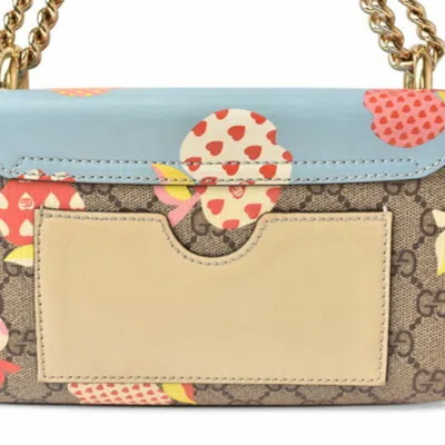 Pre-owned Gucci Beige Blue Brown Gg Supreme Shoulder Bag ()