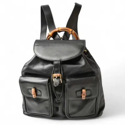 Pre-owned Gucci Black Leather Backpack ()