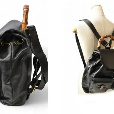 Pre-owned Gucci Black Leather Backpack ()