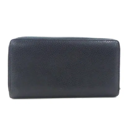 Pre-owned Gucci Black Leather Long Wallet (bi-fold) ()