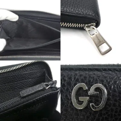 Pre-owned Gucci Black Leather Long Wallet (bi-fold) ()