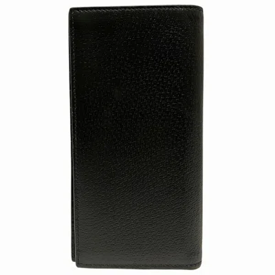 Pre-owned Gucci Black Leather Long Wallet (bi-fold) ()
