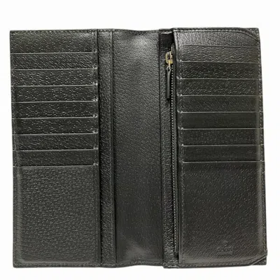 Pre-owned Gucci Black Leather Long Wallet (bi-fold) ()