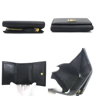 Pre-owned Gucci Black Leather Wallet (tri-fold) ()