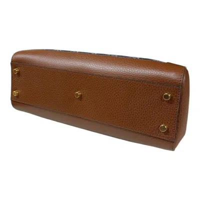 Pre-owned Gucci Blue Brown Denim Leather Shoulder Bag ()