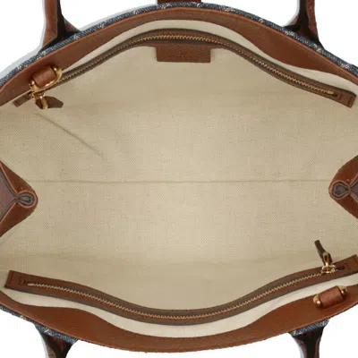 Pre-owned Gucci Blue Brown Denim Leather Shoulder Bag ()