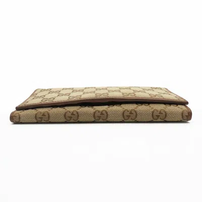 Pre-owned Gucci Brown Gg Canvas Leather Long Wallet (bi-fold) ()