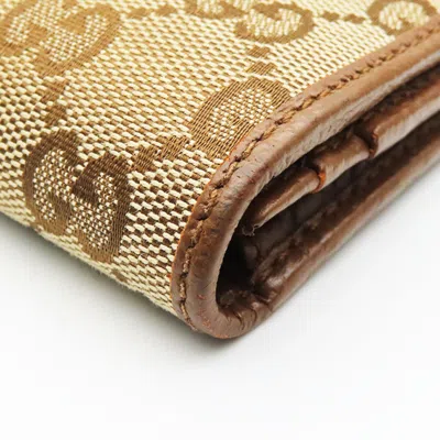 Pre-owned Gucci Brown Gg Canvas Leather Long Wallet (bi-fold) ()