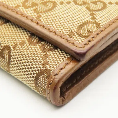 Pre-owned Gucci Brown Gg Canvas Leather Long Wallet (bi-fold) ()
