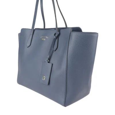 Pre-owned Gucci Navy Leather Handbag Shoulder Bag Tote Bag ()