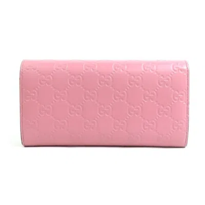 Pre-owned Gucci Pink Leather Long Wallet (bi-fold) ()