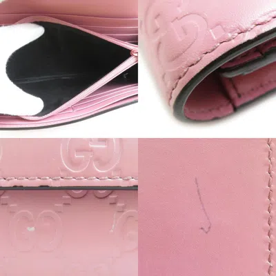 Pre-owned Gucci Pink Leather Long Wallet (bi-fold) ()