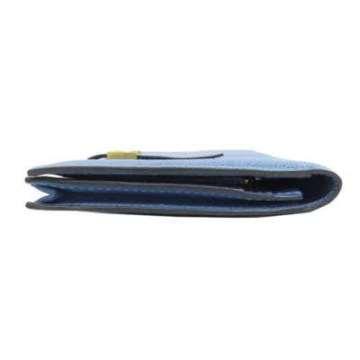 Pre-owned Hermes Blue Epsom Leather Long Wallet (bi-fold) ()