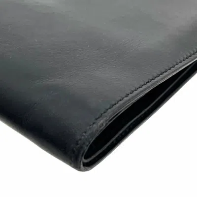 Pre-owned Hermes Black Leather Wallet (bi-fold) ()