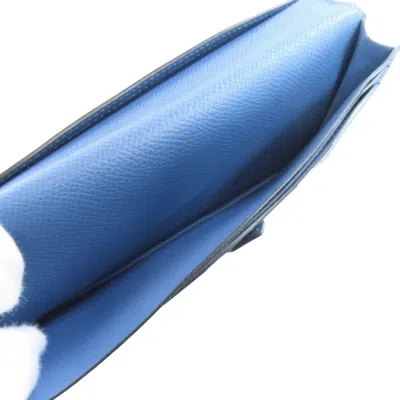 Pre-owned Hermes Blue Epsom Leather Long Wallet (bi-fold) ()