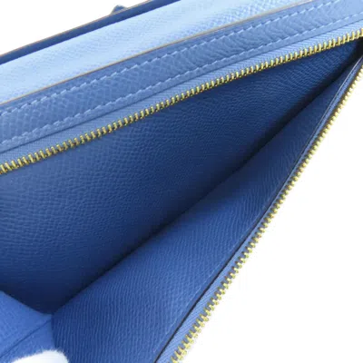 Pre-owned Hermes Blue Epsom Leather Long Wallet (bi-fold) ()