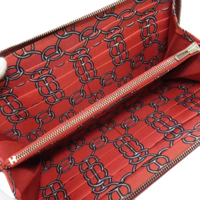 Pre-owned Hermes Bordeaux Epsom Leather Long Wallet (bi-fold) ()