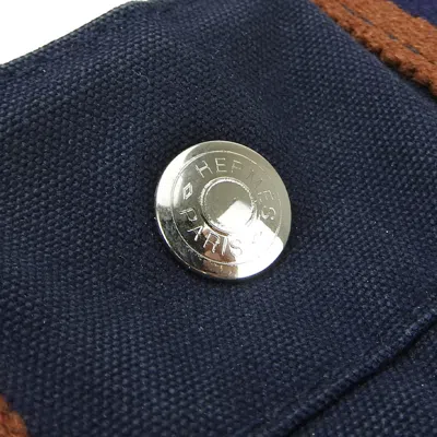 Pre-owned Hermes Brown Navy Canvas Tote Bag ()