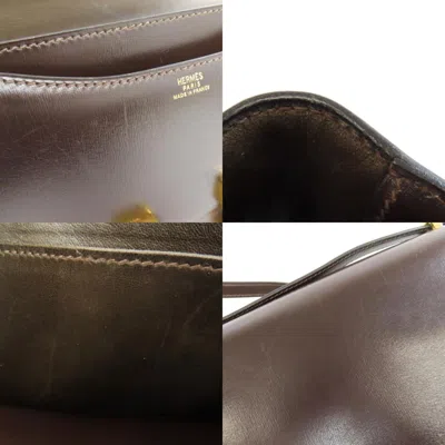 Pre-owned Hermes Dark Brown Box Calf Leather Shoulder Bag ()