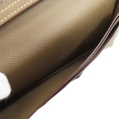 Pre-owned Hermes Etoupe Gray Epsom Leather Long Wallet (bi-fold) ()